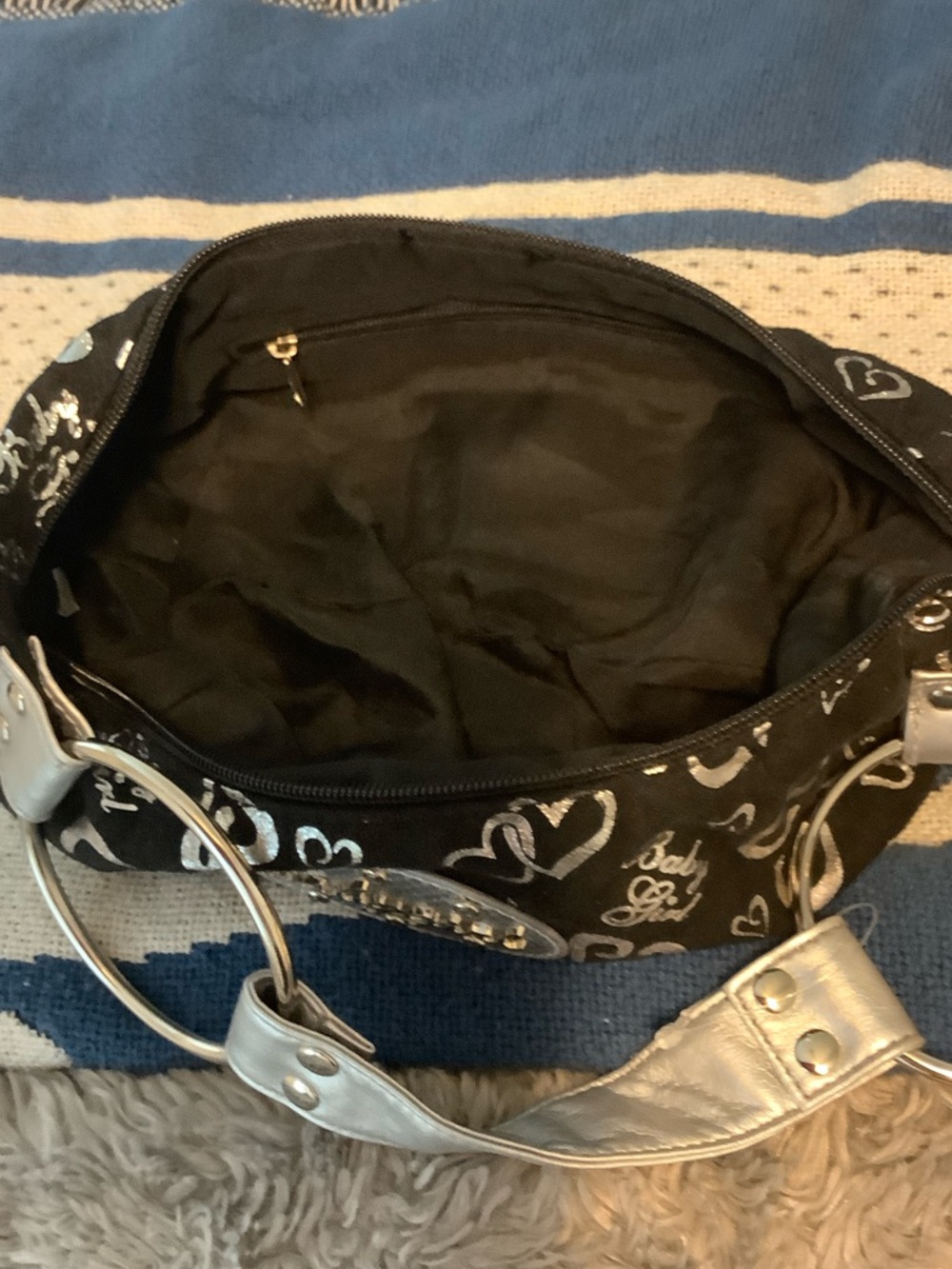 Babygirl Black Heart Print Small Purse with Silver Accent - Picture 6 of 7